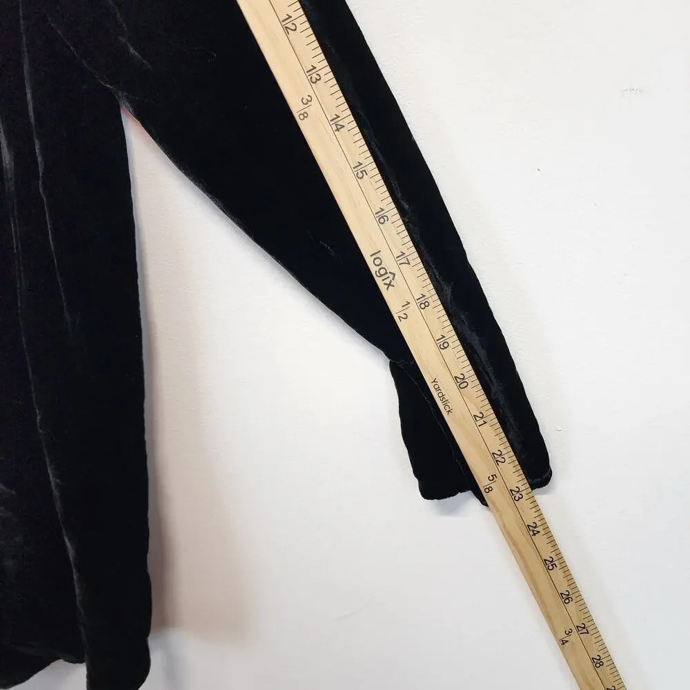 Womens Velvet Cardigan Topper Size 12 Black Open Silk Blend Vtg Newport News